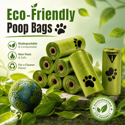 10rolls Biodegradable Dog Poop Bags Eco‑Friendly Compostable Pet Waste Bags Thick Leak‑Proof Puppy Poop Bags For Dog Walking Outdoor Travel