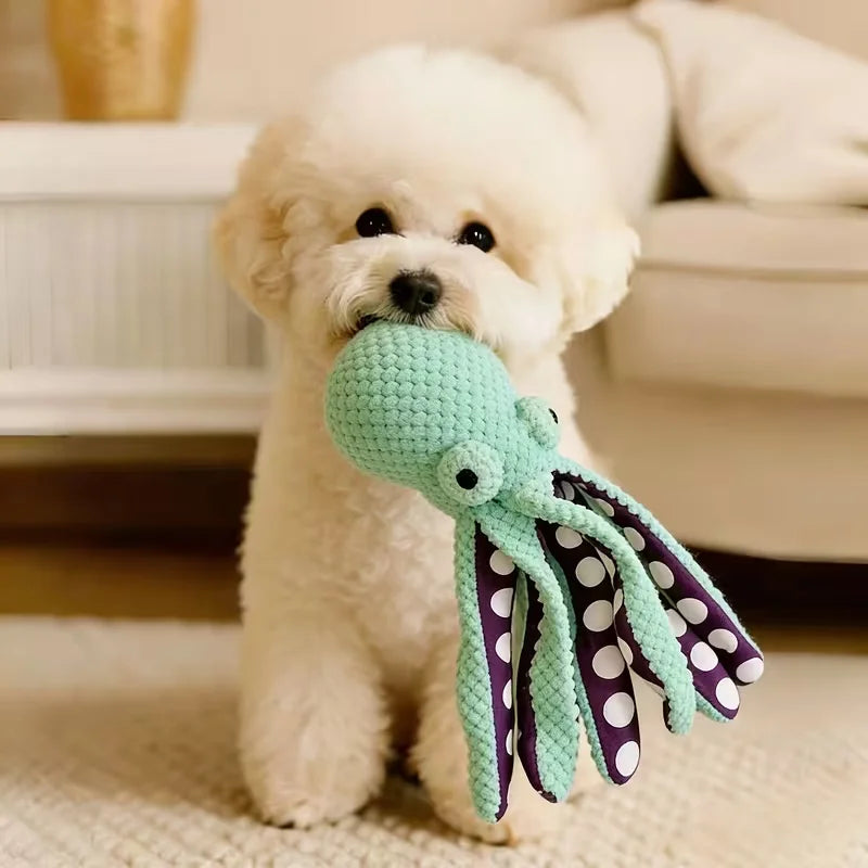 Pet plush octopus toy interactive sound anti-demolition