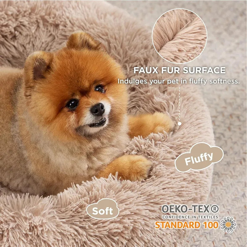 Donut Shaped Cat Nest 50 cm Diameter Large  Plush Washable Kitten Bed Indoor Pet Mat.