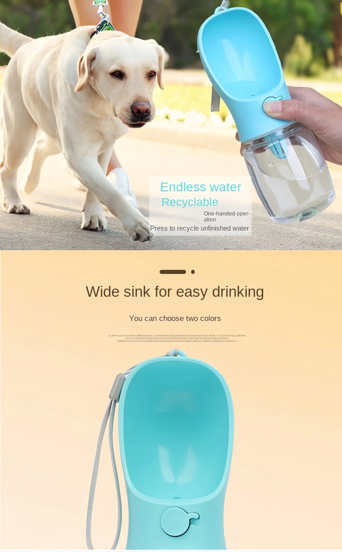 Portable Dog Cat Water Bottle with Storage Food and Water