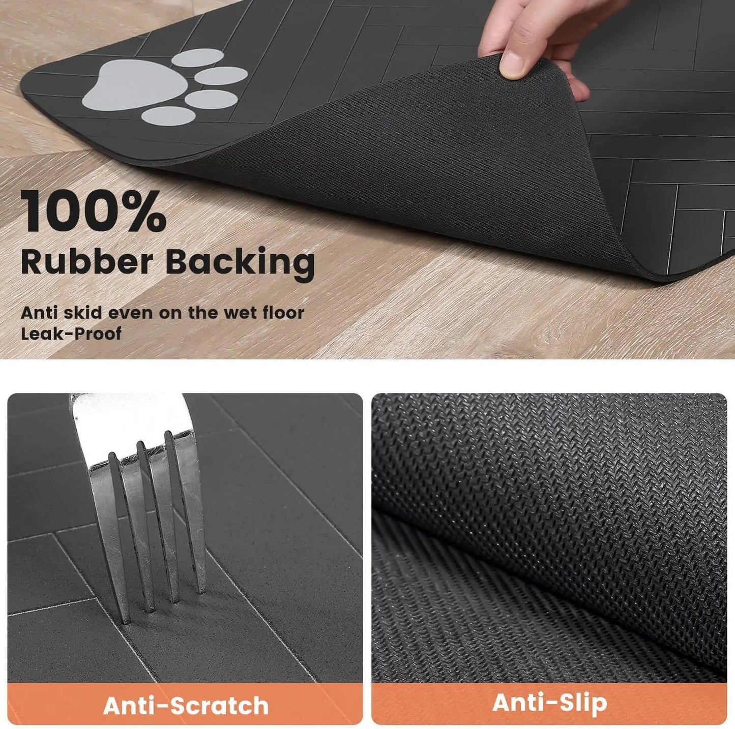 Pet Feeding Mat-Absorbent Pet Placemat for Food and Water Bowl.