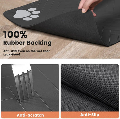 Pet Feeding Mat-Absorbent Pet Placemat for Food and Water Bowl.