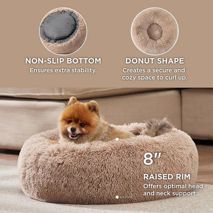 Donut Shaped Cat Nest 50 cm Diameter Large  Plush Washable Kitten Bed Indoor Pet Mat.