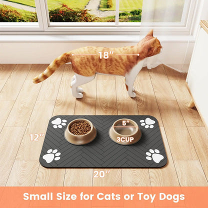 Pet Feeding Mat-Absorbent Pet Placemat for Food and Water Bowl.
