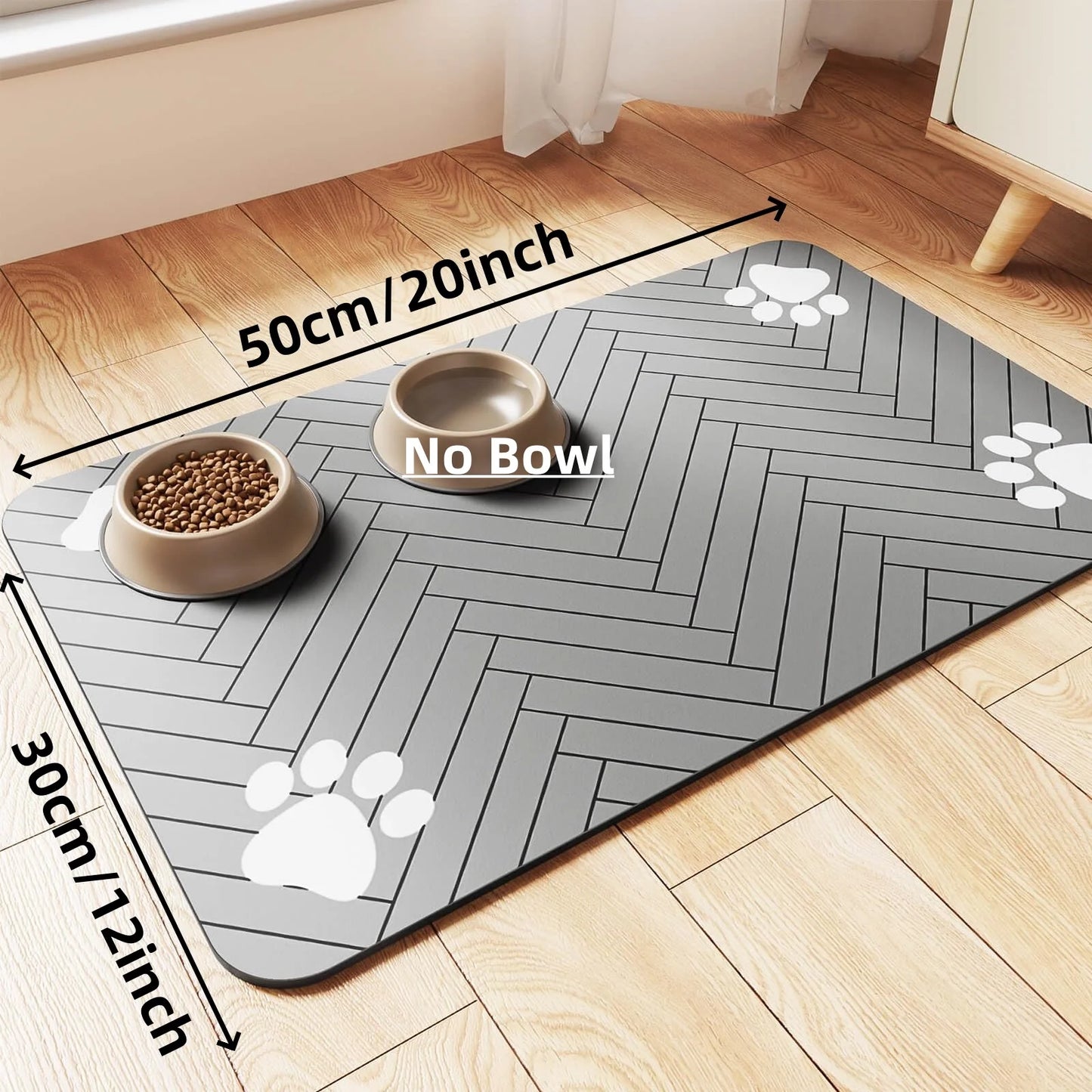 Pet Feeding Mat-Absorbent Pet Placemat for Food and Water Bowl.