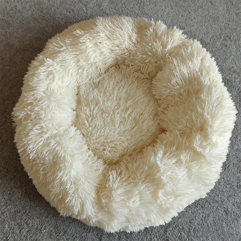Donut Shaped Cat Nest 50 cm Diameter Large  Plush Washable Kitten Bed Indoor Pet Mat.