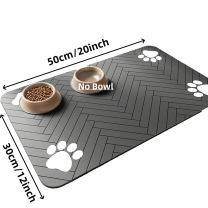 Pet Feeding Mat-Absorbent Pet Placemat for Food and Water Bowl.
