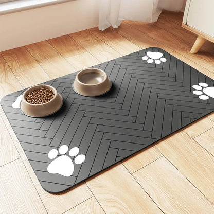 Pet Feeding Mat-Absorbent Pet Placemat for Food and Water Bowl.