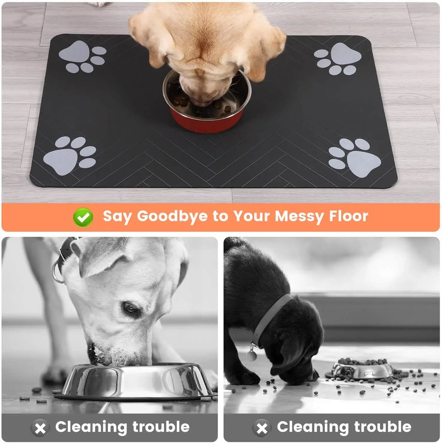 Pet Feeding Mat-Absorbent Pet Placemat for Food and Water Bowl.