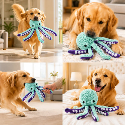 Pet plush octopus toy interactive sound anti-demolition