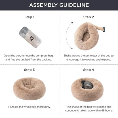 Donut Shaped Cat Nest 50 cm Diameter Large  Plush Washable Kitten Bed Indoor Pet Mat.