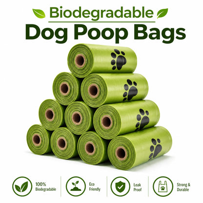 10rolls Biodegradable Dog Poop Bags Eco‑Friendly Compostable Pet Waste Bags Thick Leak‑Proof Puppy Poop Bags For Dog Walking Outdoor Travel